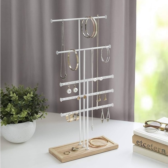 Umbra White Jewelry Stand with Wooden Base - Picture 4 of 4